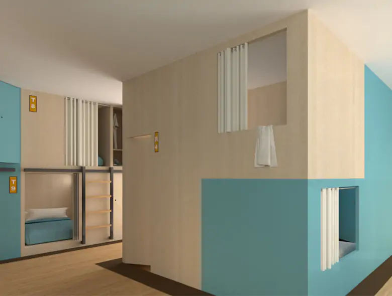Un render di Social Nest, il progetto di tesi in Interior design di Federico Botta