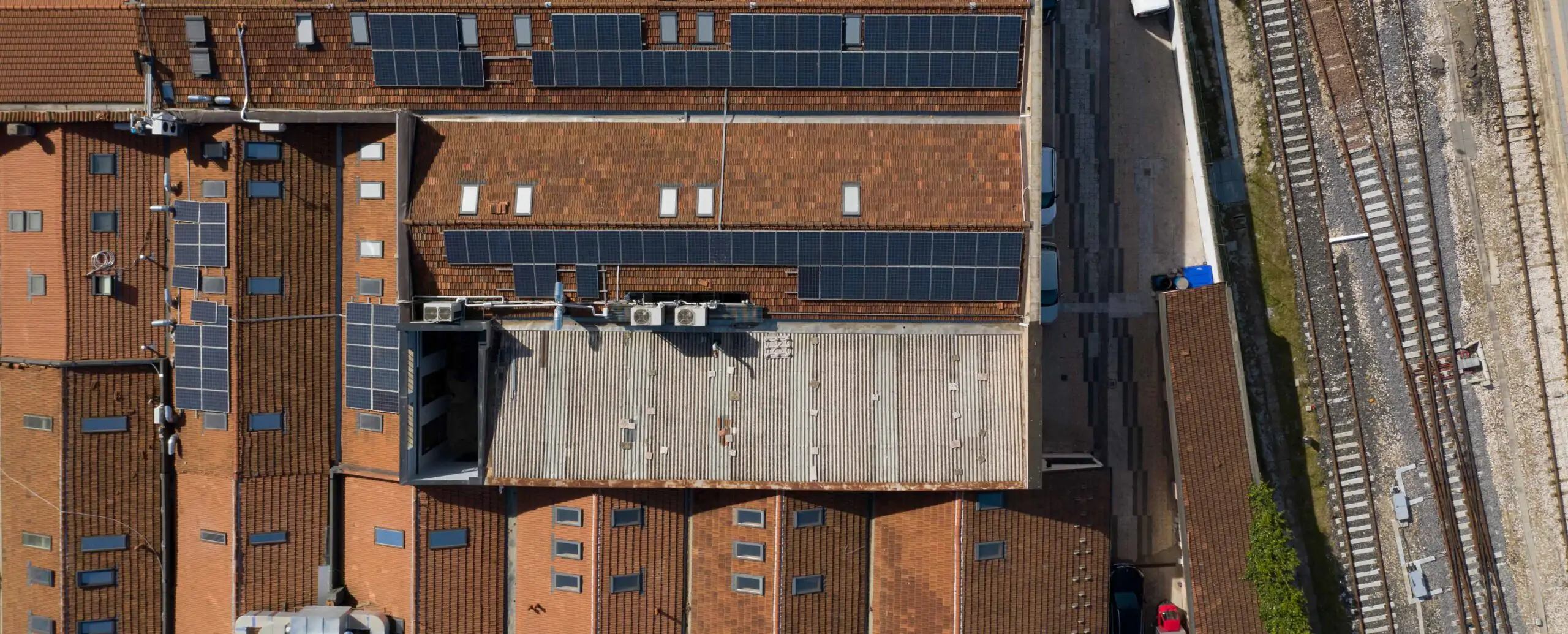 An overhead shot of the IAAD. campus building Bologna