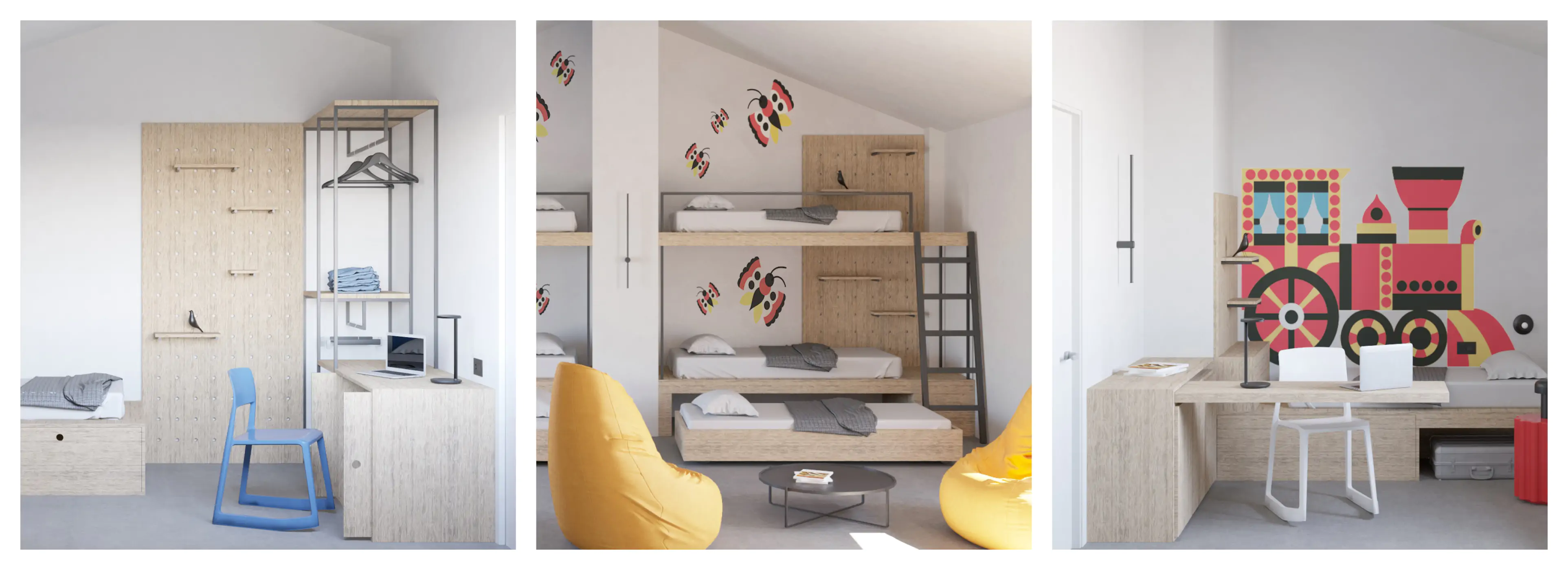 Ostello Borgo Mameli, il progetto di tesi in Interior design di Gloria Peri