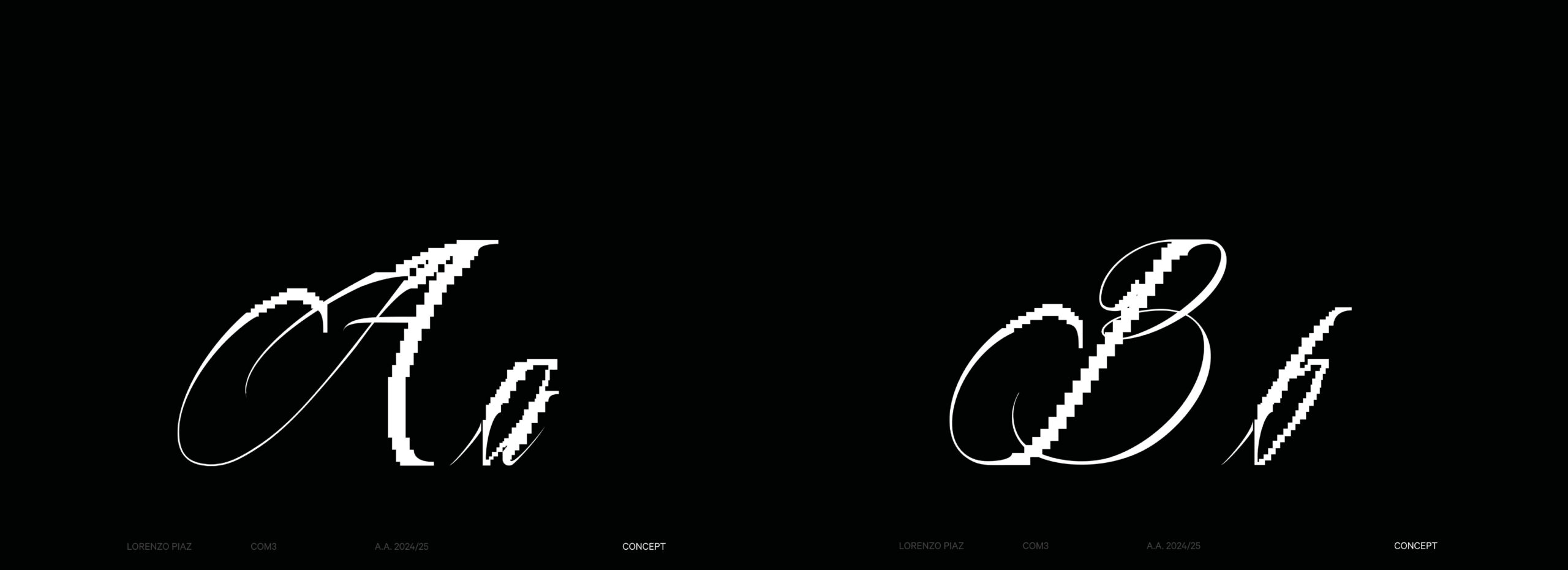 Progetto di lettering sviluppato dagli studenti IAAD. con progettazione di wordmark e lettere display.
