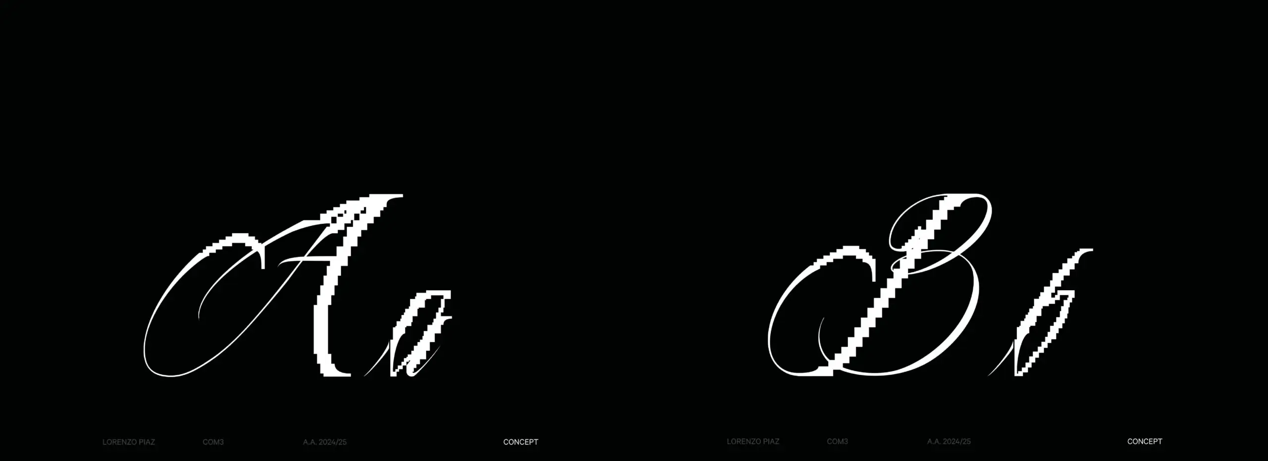 Progetto di lettering sviluppato dagli studenti IAAD. con progettazione di wordmark e lettere display.