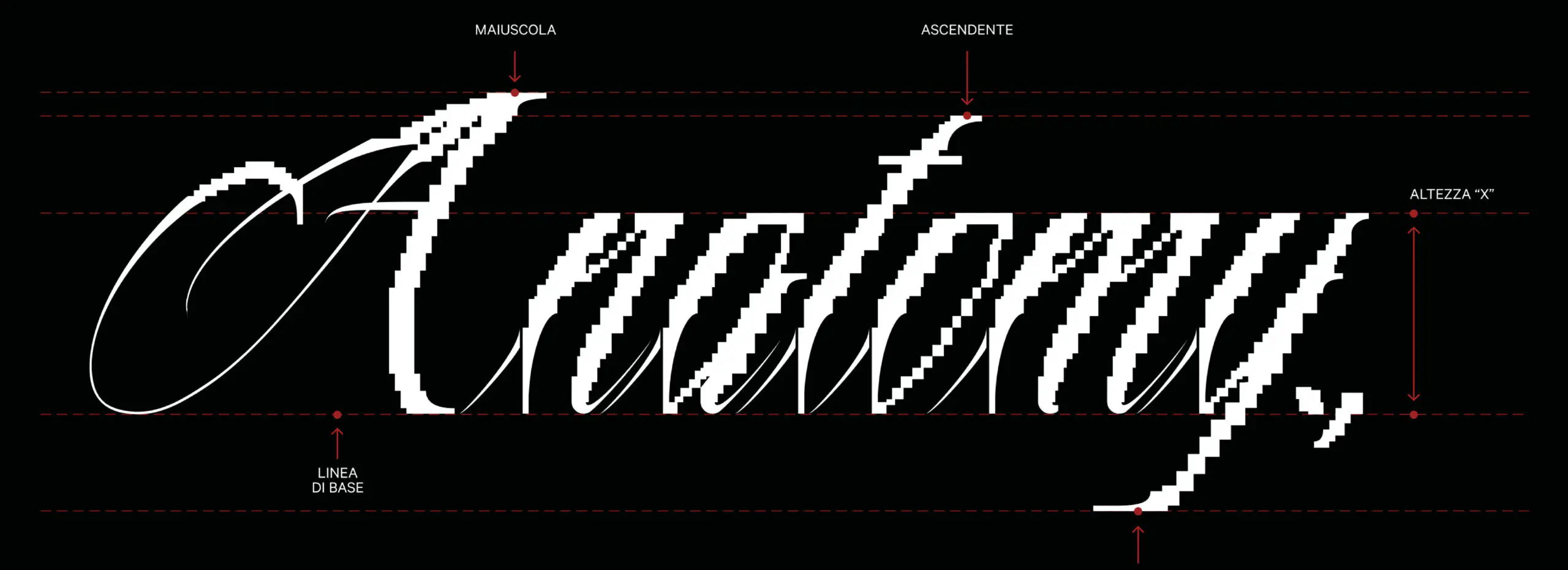 Progetto di lettering sviluppato dagli studenti IAAD. con progettazione di wordmark e lettere display.