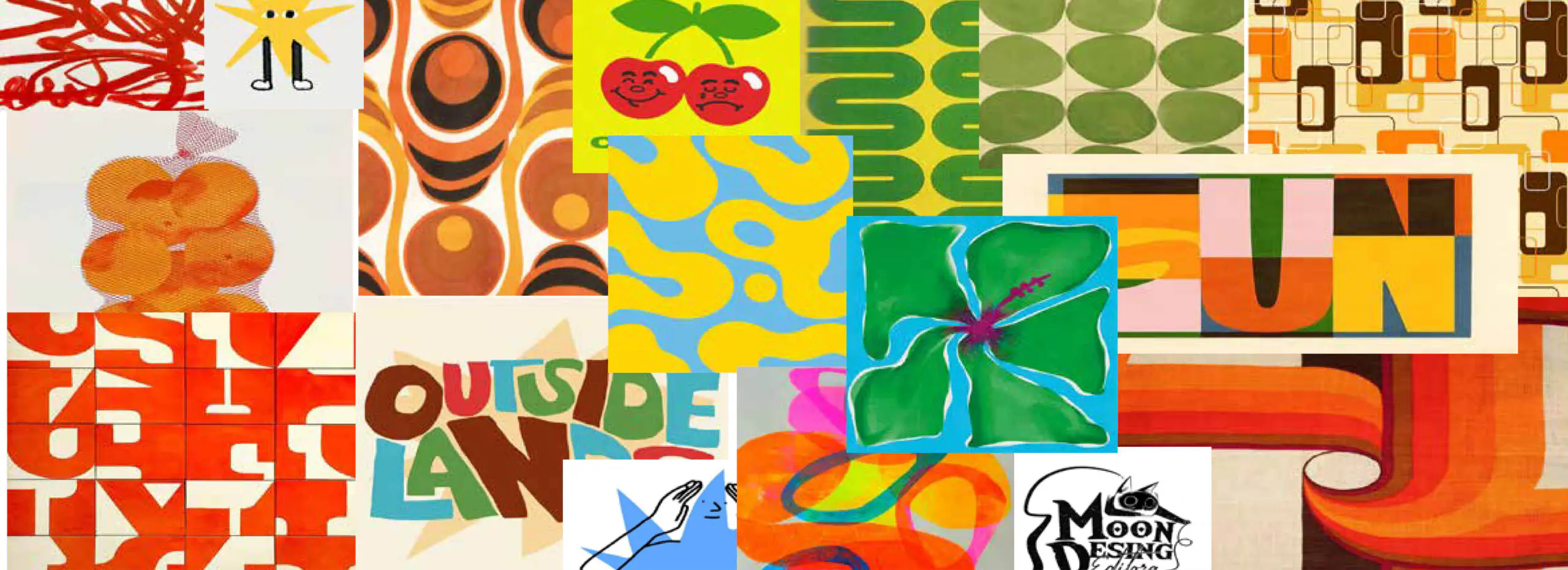 Moodboard di identità visiva realizzata dagli studenti IAAD., con ricerca cromatica, tipografica e concettuale per lo sviluppo del marchio.