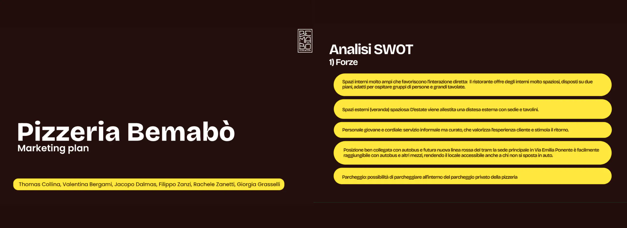 Progetto di marketing realizzato dagli studenti IAAD. con sviluppo di analisi di mercato per delle realtà territoriali