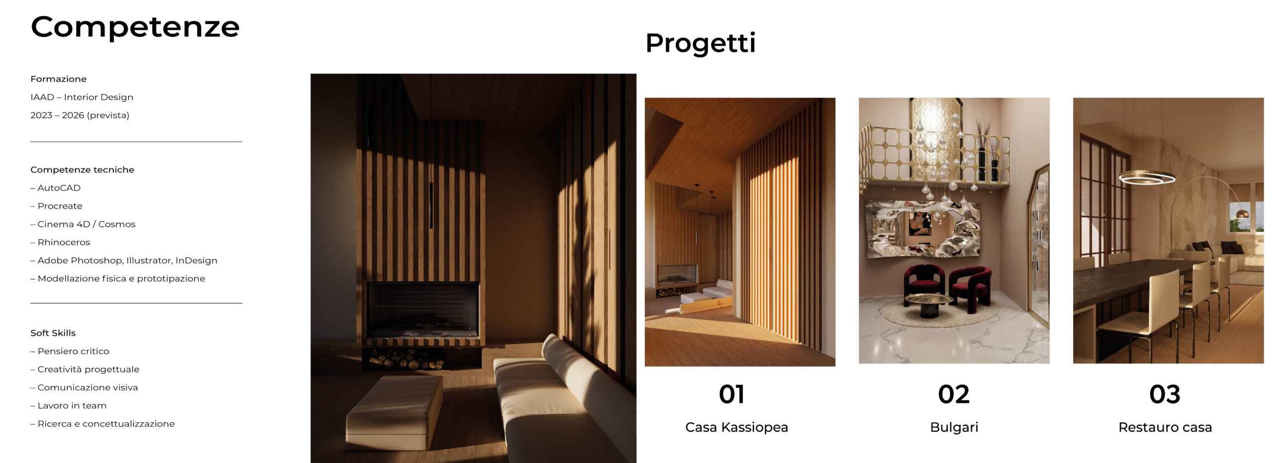 Portfolio creativo studente IAAD con impaginazione professionale e storytelling progettuale